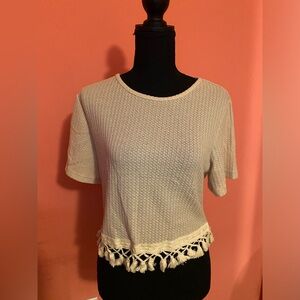 SHEIN Cream Embellished Crop Top